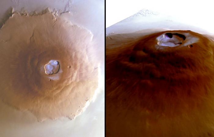 Frost, der mehr als 150.000 Tonnen Wasser darstellt, wurde auf der Spitze von Marsvulkanen entdeckt