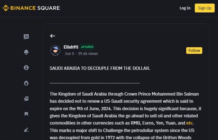der Dollar, der seit 1974 als Währung eingeführt und jetzt von Saudi-Arabien „verboten“ wurde? Es ist falsch