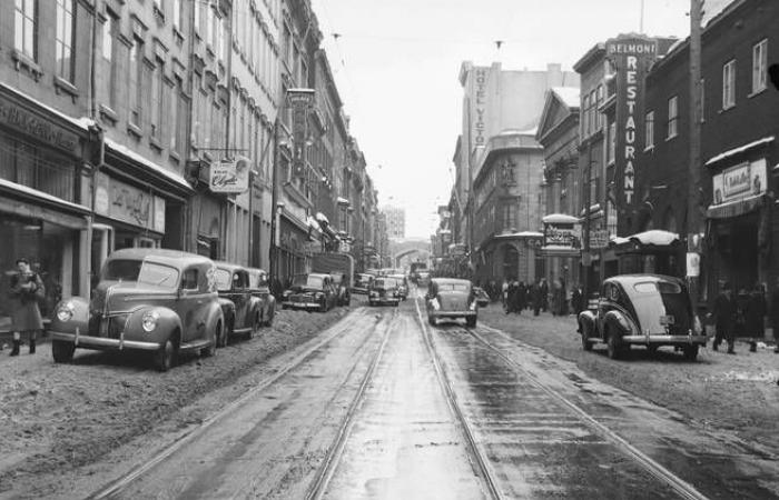 QUEBEC VERSCHWAND | Die Straßenbahnschienen auf der Saint-Jean im Jahr 1947