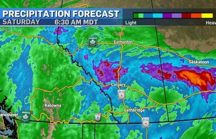 Wetter in Calgary: Regenwarnungen westlich von Calgary, schwere Gewitter wahrscheinlich
