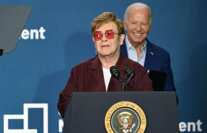 Biden auf der Bühne mit Elton John, um die LGBTQ+-Bewegung zu feiern