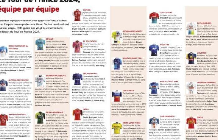 Die Tour de France 2024, Team für Team