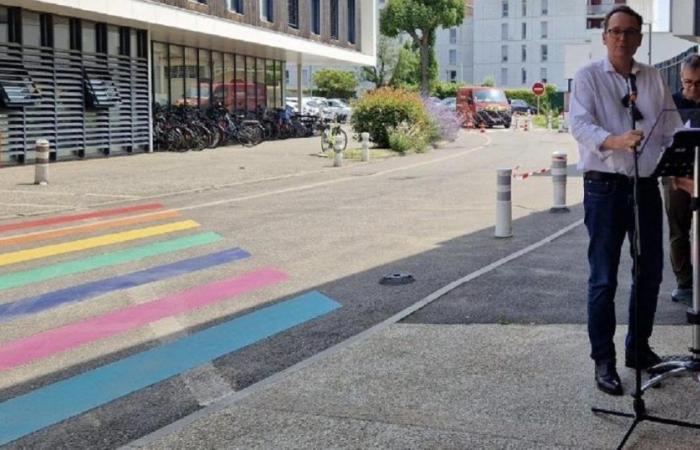 Ein Regenbogen-Fußgängerübergang wurde in einem Krankenhaus eingeweiht, eine Premiere in Frankreich