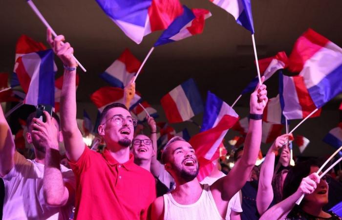 Die Rassemblement Nationale liegt mit 33,20 % an der Spitze, die Neue Volksfront mit fünf Punkten, gefolgt von der Unterstützung von Emmanuel Macron mit 21 %.