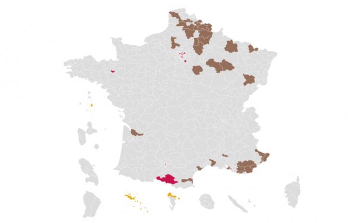 Die Karte der 76 im ersten Wahlgang gewählten Abgeordneten, darunter Marine Le Pen und Olivier Faure