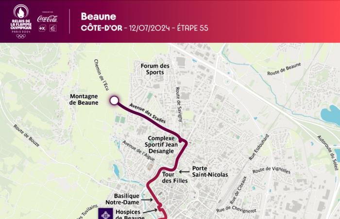 D-10 in Beaune – Die Olympische Flamme durchquert die Stadt am Freitag, 12. Juli: Route und Aktivitäten