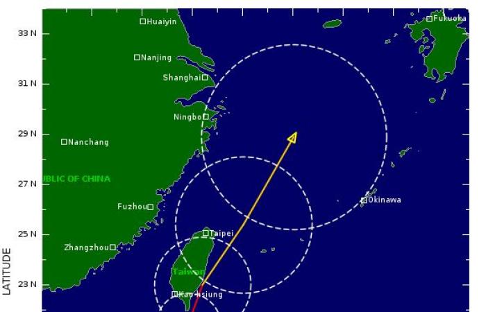 Zyklonwarnung (Krathon) für Taiwan