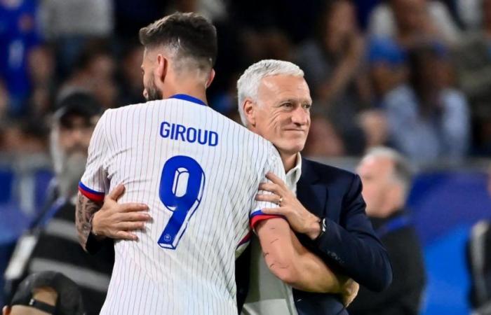 Giroud startet am Ende seiner Karriere in Blue einen kleinen Tackle gegen Deschamps