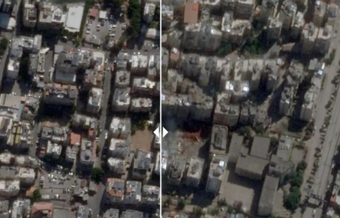 Welche Satellitenbilder zeigen den israelischen Angriff, bei dem Nasrallah getötet wurde?