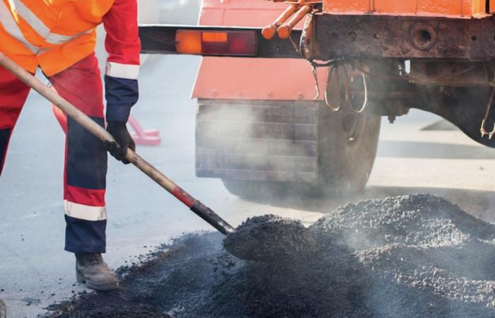 Lokale Reparatur von Beschichtungen in der Nähe des Autobahnkreuzes Battice