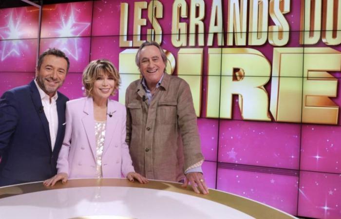 Philippe Lavil und Pascale Petit im Rampenlicht in „Les Grands du Laughing“ mit Bernard Montiel und Karen Cheryl