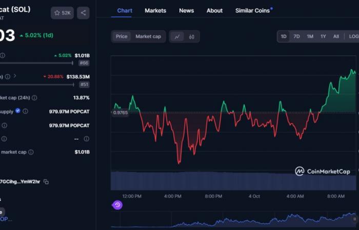 Top 10 x100 Memecoins laut CoinMarketCap