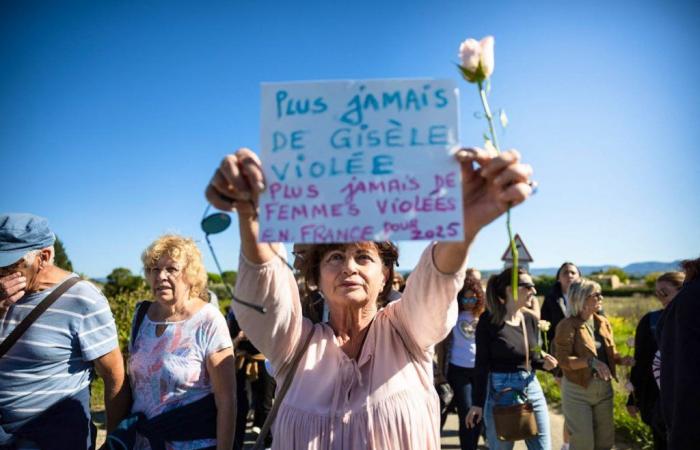 Bei einem weißen Marsch in Mazan werden die Stimmen der Frauen freigelassen