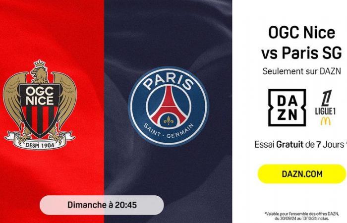 Kostenlos DAZN für 7 Tage, um heute das Spiel Nizza – PSG zu sehen