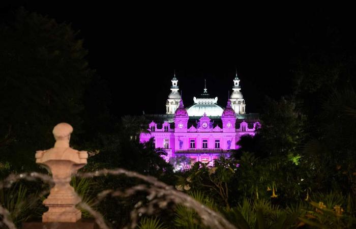 Prinzessin Charlene erhellt den Casino Square in Rosa