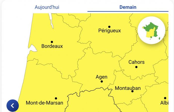 Wetteralarm – Hautes-Pyrénées, Gers, Haute-Garonne, Tarn-et-Garonne und Pyrénées-Atlantiques in Alarmstufe Gelb, Montag, 7. Oktober