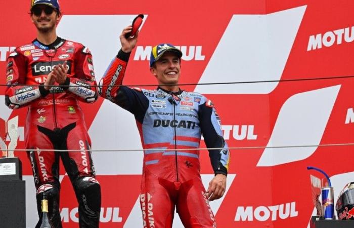 MotoGP, Japan: Marc Marquez fuhr in der letzten Runde auf dem grünen Teil, schaffte es aber trotzdem auf das Podium