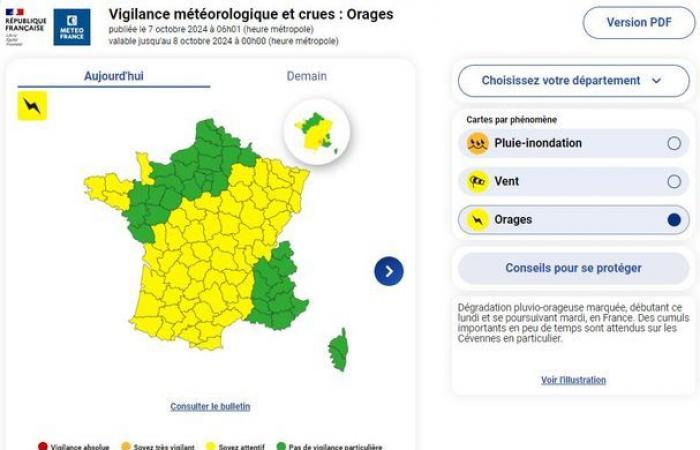 WETTERBERICHT. Gewitter und Überschwemmungsgefahr: Heute Abend kommt es zu einer „ungewöhnlichen“ Episode, die fast ganz Frankreich in Alarmbereitschaft versetzt