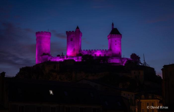 Das Schloss von Foix und der Bischofspalast sind in den Farben der Landschaft geschmückt