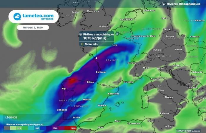 Ab nächster Nacht werden in Frankreich außergewöhnliche Regenfälle erwartet! Bis zu 100 Liter/m² in 24 Stunden!