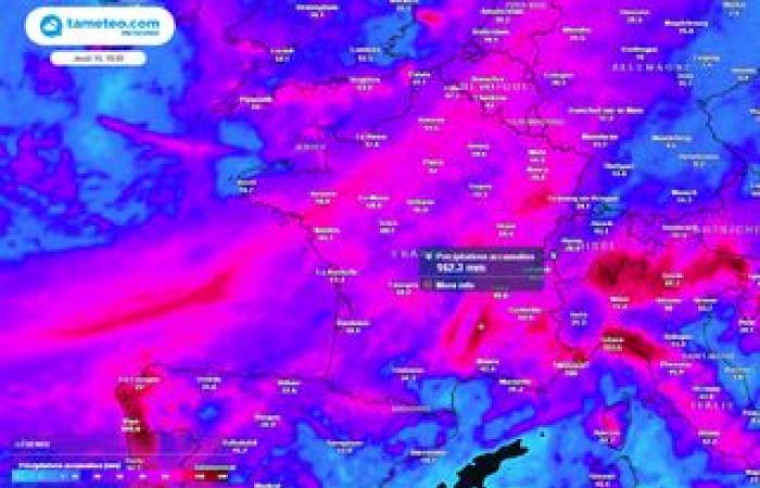 Ab nächster Nacht werden in Frankreich außergewöhnliche Regenfälle erwartet! Bis zu 100 Liter/m² in 24 Stunden!