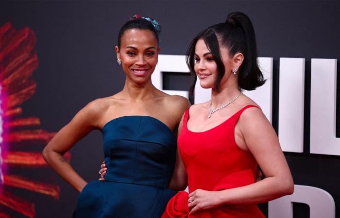 In Galakleidern laufen Selena Gomez und Zoe Saldana über den roten Teppich beim London Film Festival