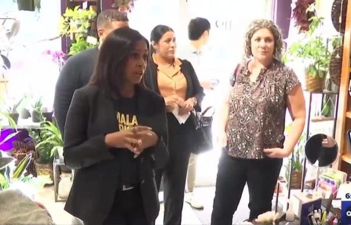 Die Schwester von Vizepräsidentin Kamala Harris besucht kleine Unternehmen in Green Bay im Vorfeld von Werbeaktionen