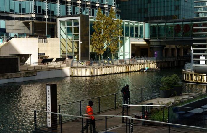 In London, Canary Wharf, ein treibendes Geschäftsviertel