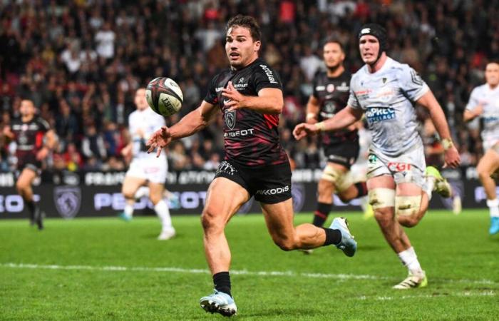 Toulouse-Clermont (48-14): Antoine Duponts Hattrickversuch auf Video nach einem brillanten Fußpass von Ange Capuozzo