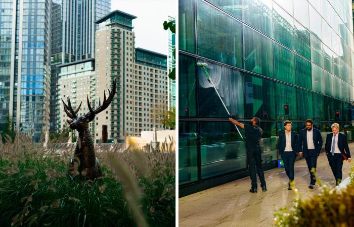 In London, Canary Wharf, ein treibendes Geschäftsviertel