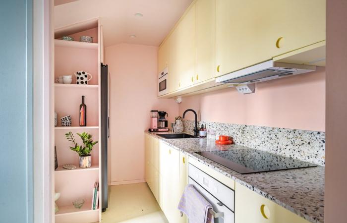 Eine pastellfarbene 55 m² große Dachwohnung mit einzigartigem Charme