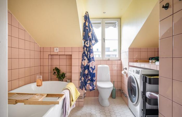 Eine pastellfarbene 55 m² große Dachwohnung mit einzigartigem Charme