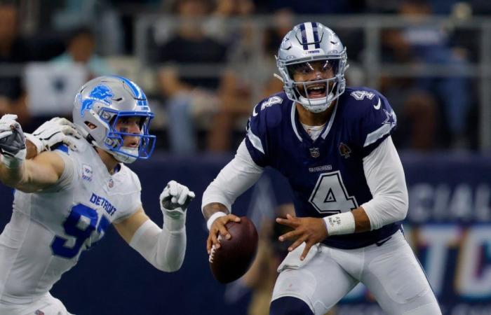 Cowboys QB Dak Prescott gibt Lions-Spieler Aidan Hutchinson nach seiner schrecklichen Verletzung Ratschläge