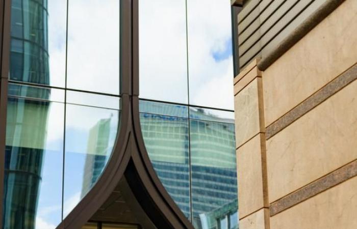 In London, Canary Wharf, ein treibendes Geschäftsviertel