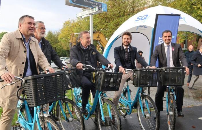 Ein Radweg entlang der D 912 zwischen Trappes und Elancourt