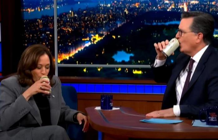 wenn Kamala Harris live im amerikanischen Fernsehen ein Bier trinkt