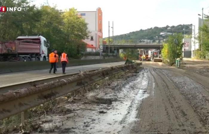 Die A47 nach dem Hochwasser: Große Reinigungsarbeiten und Wettlauf gegen die Zeit, um die Autobahn ab Samstag 6 Uhr wieder zu öffnen.