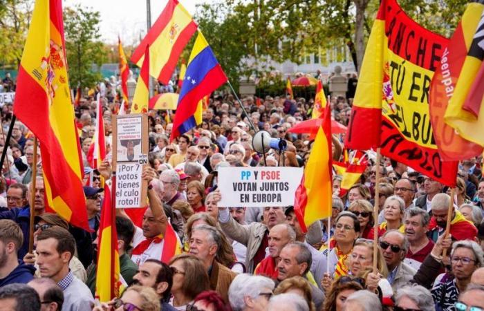 In Madrid marschieren Tausende Demonstranten, um den Rücktritt von Pedro Sanchez zu fordern