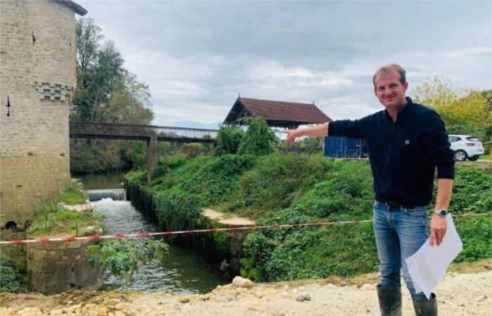 An diesem Fluss Gironde eine monumentale Baustelle zur Schaffung einer Fischtreppe