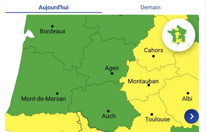 Für Hautes-Pyrénées, Pyrénées-Atlantiques, Haute-Garonne und Tarn-et-Garonne gilt an diesem Freitag, dem 25. Oktober, Alarmstufe Gelb