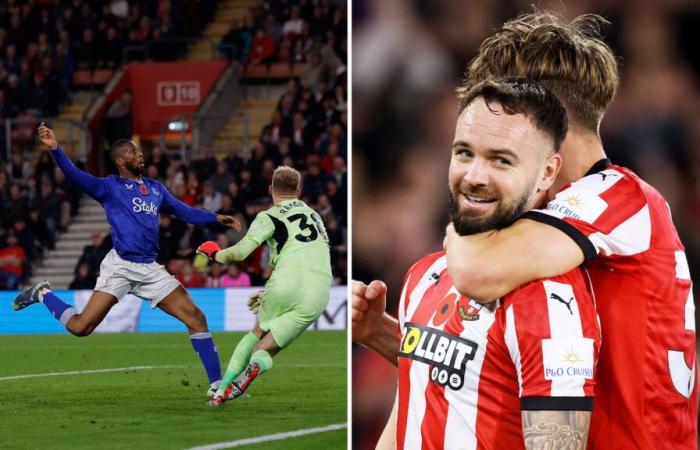 Southampton 1 Everton 0: Die Saints holen sich mit großer Erleichterung den ersten Sieg, weil sie Russell Martin unter Beschuss nehmen, als Toffees rue den Sitter verfehlte