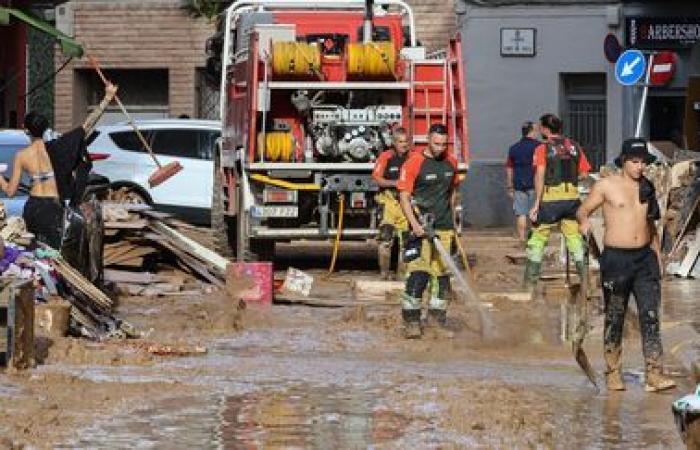 Eine Schar Freiwilliger ist damit beschäftigt, die von der Katastrophe betroffenen Städte in der Nähe von Valencia aufzuräumen