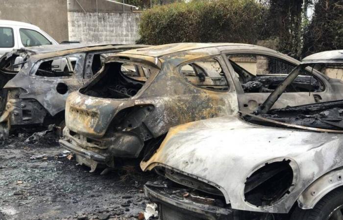 Südlich von Nantes brannten sieben Fahrzeuge