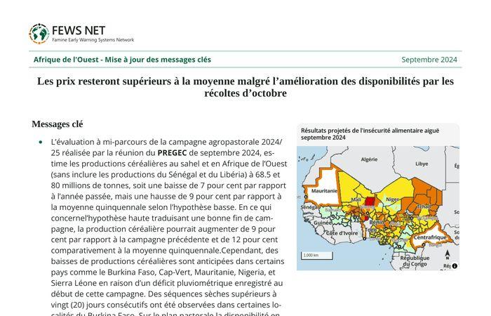 Westafrika – Aktualisierte Kernbotschaften: Die Preise werden trotz verbesserter Verfügbarkeit ab den Ernten im Oktober und September 2024 über dem Durchschnitt bleiben – Nigeria