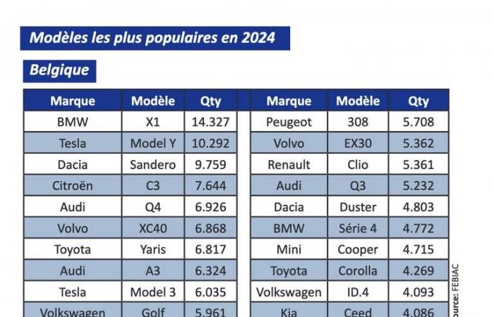 Analyse: die beliebtesten Autos in Belgien (2024)