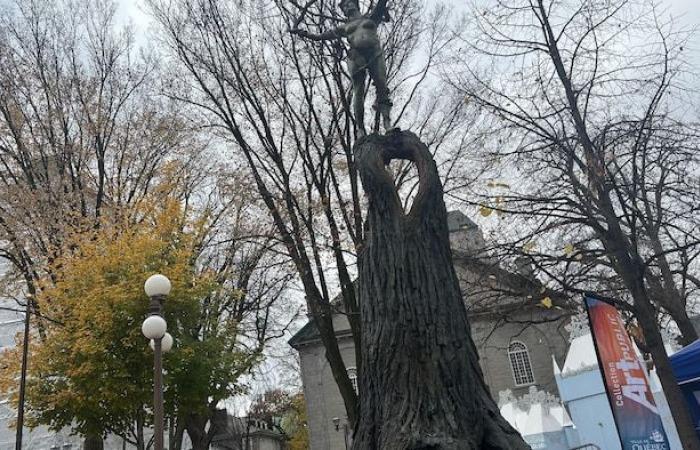 Eine von Paryse Martin geschaffene Skulptur zur Betrachtung des Place d’Armes