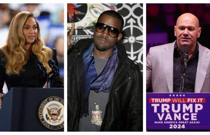 Amerikanische Präsidentschaftswahl: Beyoncé, Dana White, Kanye West … Wer sind die neuesten Prominenten hinter den beiden Kandidaten?