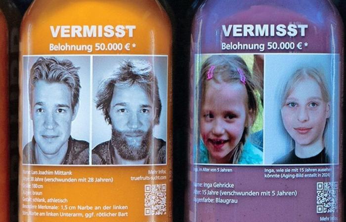 Fotos der Vermissten auf Saftflaschen gedruckt