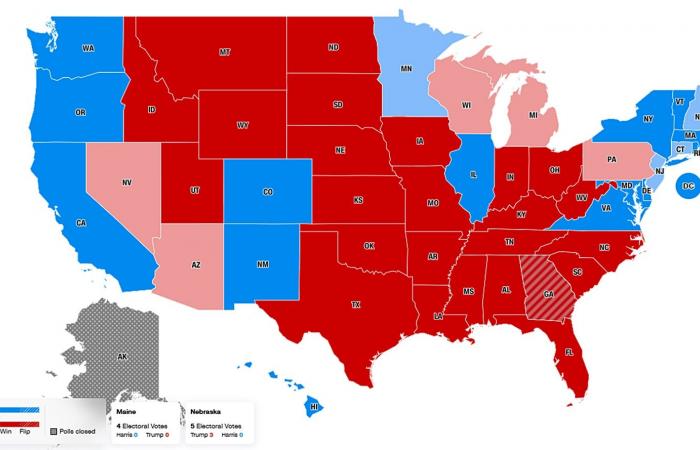 Sehen Sie sich hier die Live-Zählungskarte der US-Präsidentschaftsumfragen an