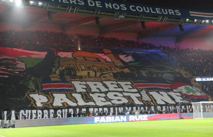 PSG-Atlético: Ein im Park stationiertes Tifo zur Unterstützung Palästinas, der Verein behauptet, davon nicht „bewusst“ gewesen zu sein